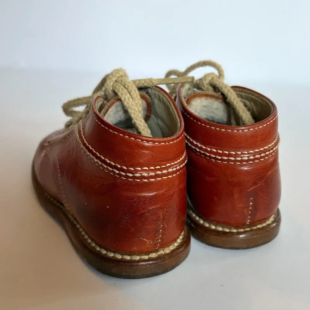 Buster Brown Shoes Toddler Leather Saddle Oxford Brown Sz 6 Vintage w Box USA